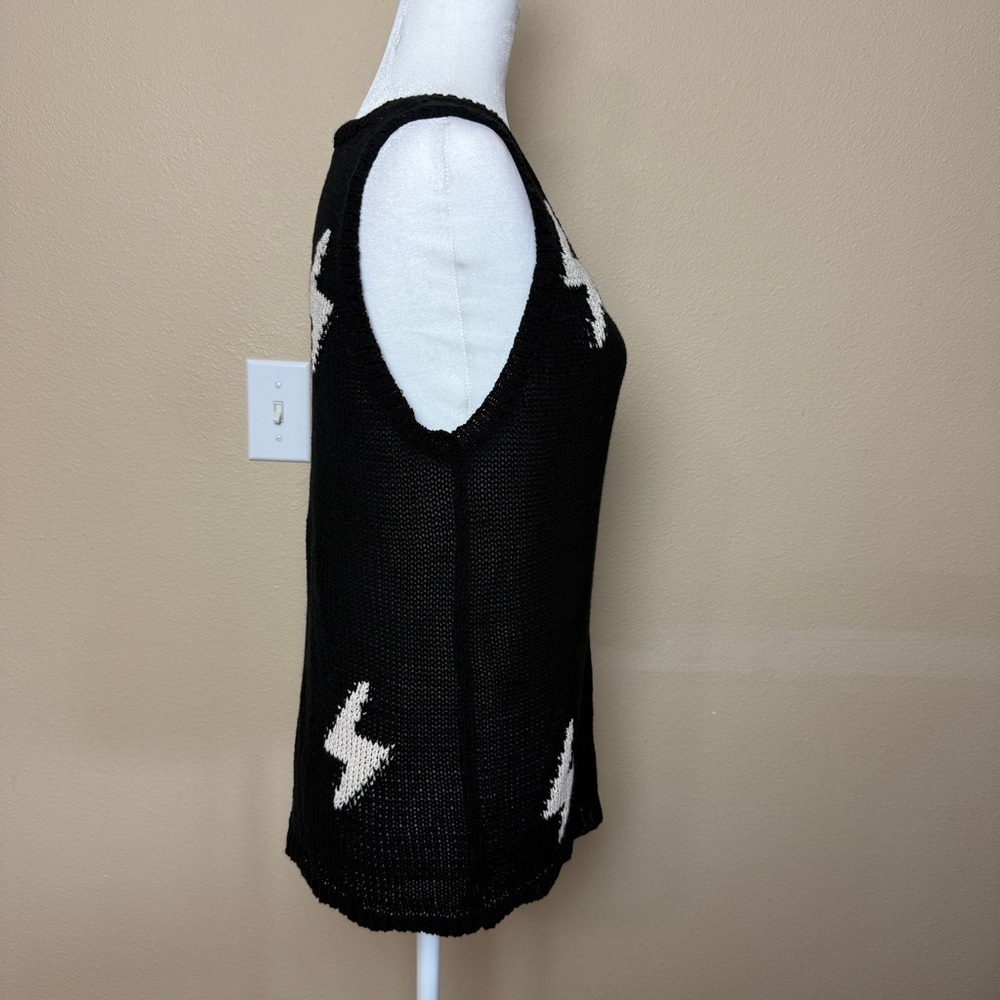 Storia Lightning Bolt Knit Sweater Tank Black Size Large - Picture 4 of 7